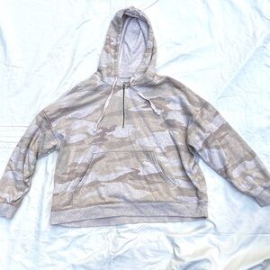 Ladies American Eagle Tan Camo quarter zip sweatshirt hoodie oversized sz XS